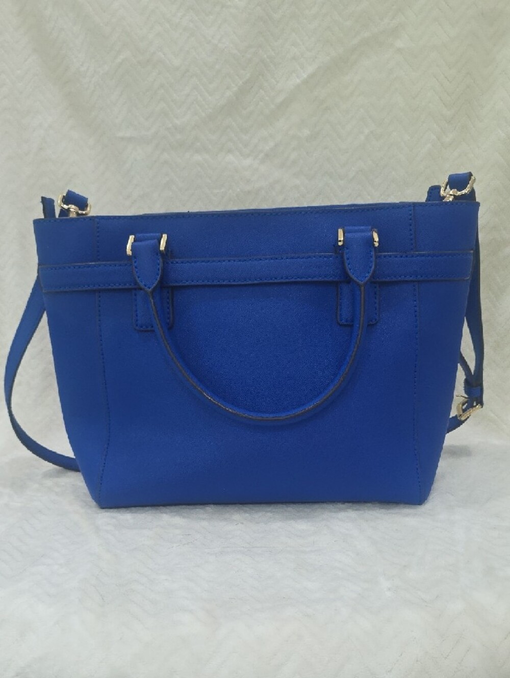 Michael Kors Royal Blue  Structured Handbag with Gold Hardware - Picture 5 of 11